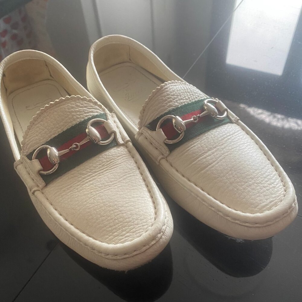 Authentic 500 BY Gucci Web Horsebit Genuine Leather Driving Loafers Size 39